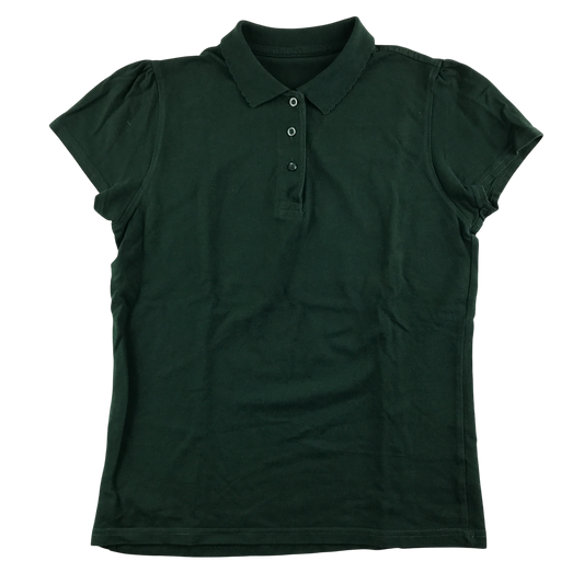 Dark green scallop collar school polo shirt