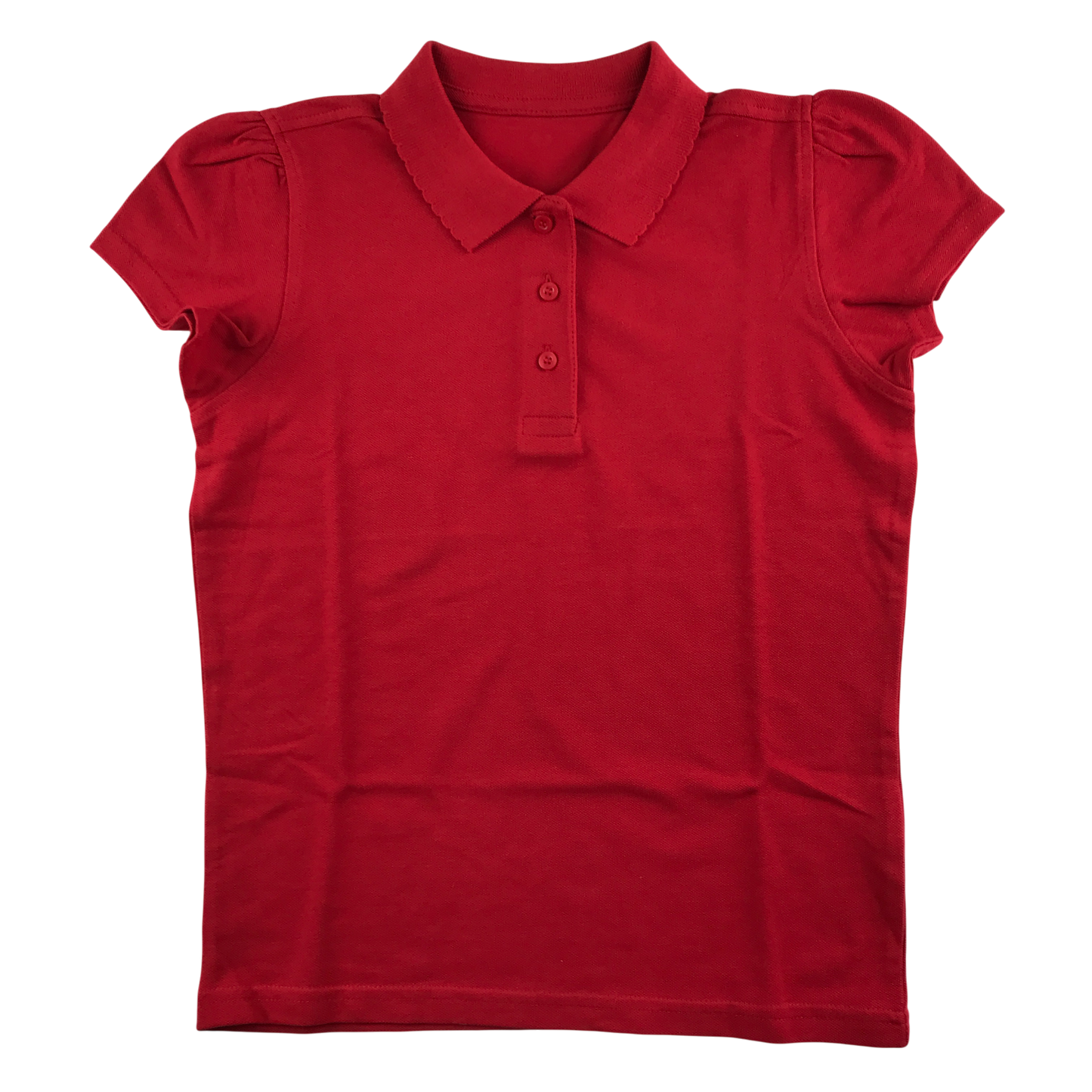 Red girls scallop collar school polo shirt