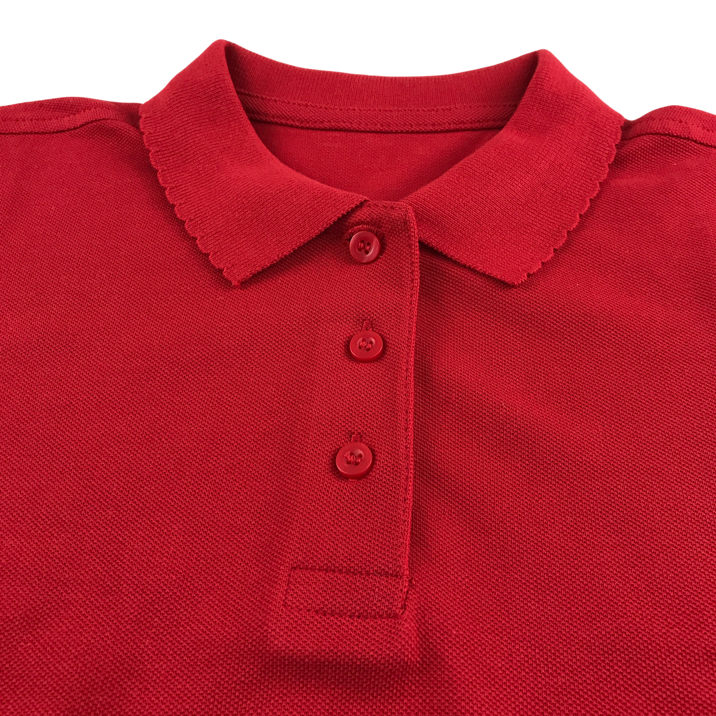 Red girls scallop collar school polo shirt