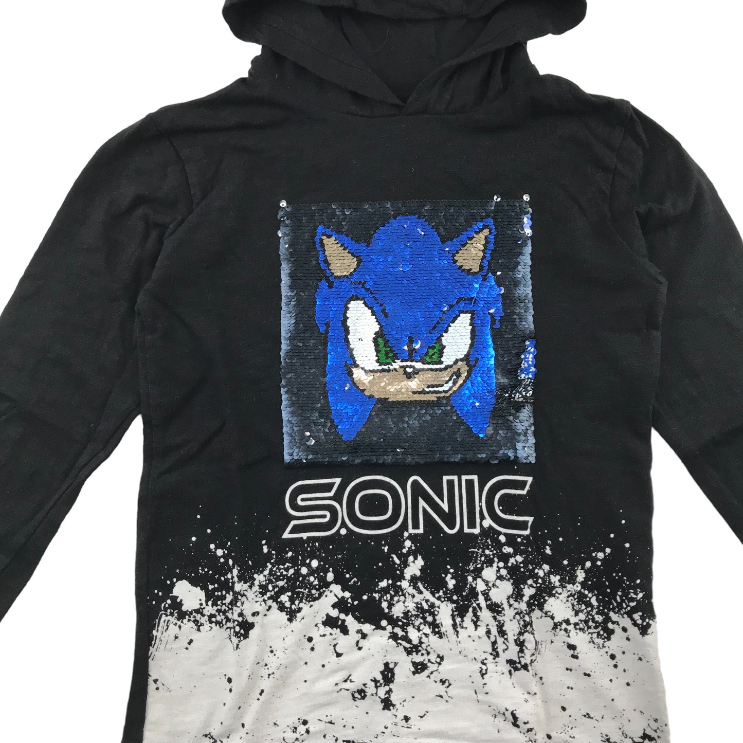 Next hoodie 6-7 years black sequin Sonic the Hedgehog print cotton