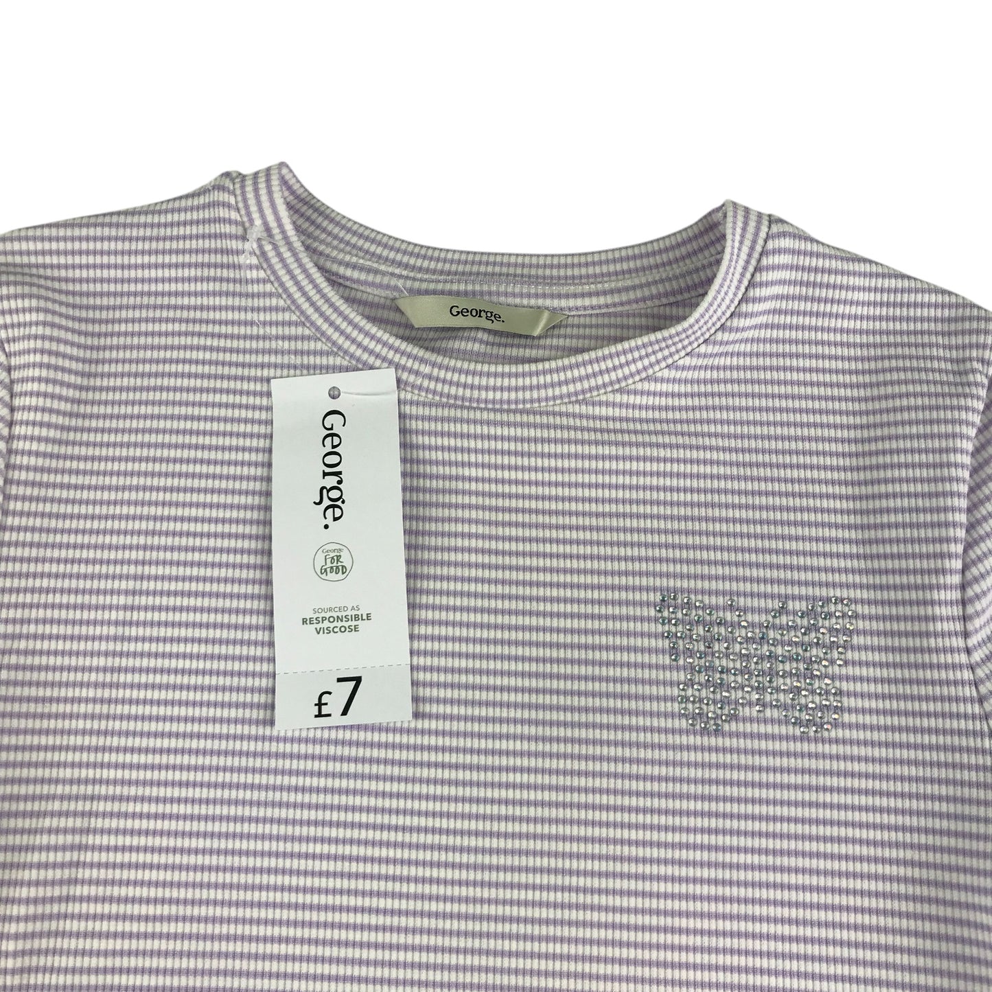 George t-shirt 12-13 years lilac stripy long sleeve