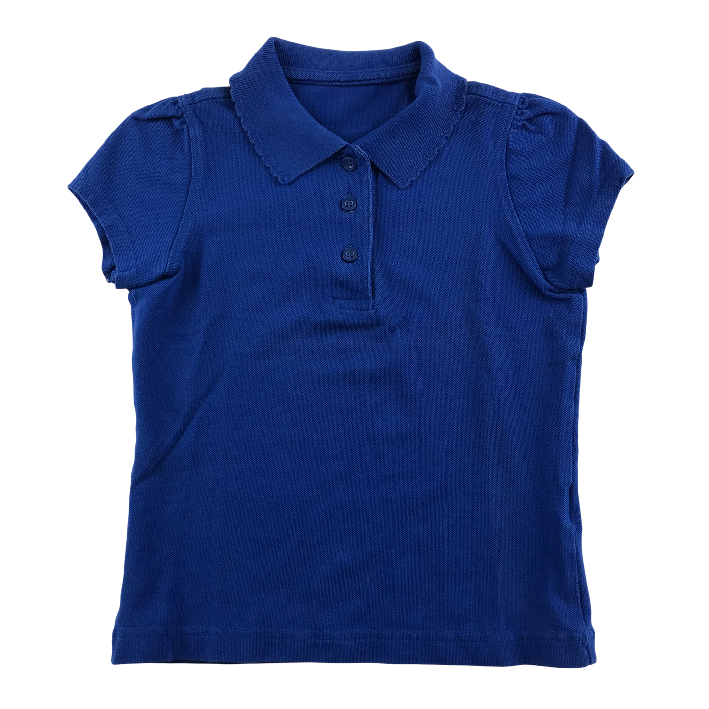 Royal blue girls scallop collar school polo shirt