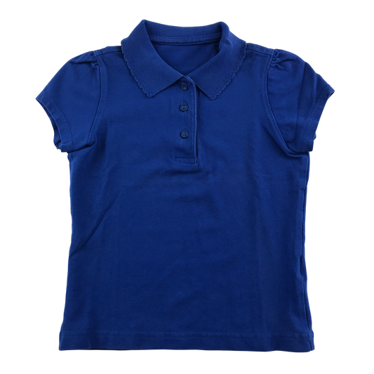 Royal blue girls scallop collar school polo shirt