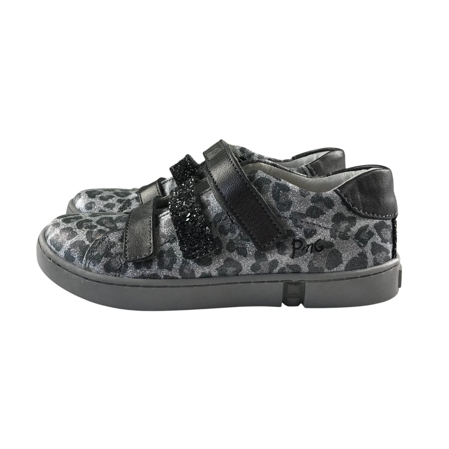 Primigi trainers shoe size 13 junior grey animal print with hoop and loop straps