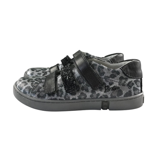Primigi trainers shoe size 13 junior grey animal print with hoop and loop straps
