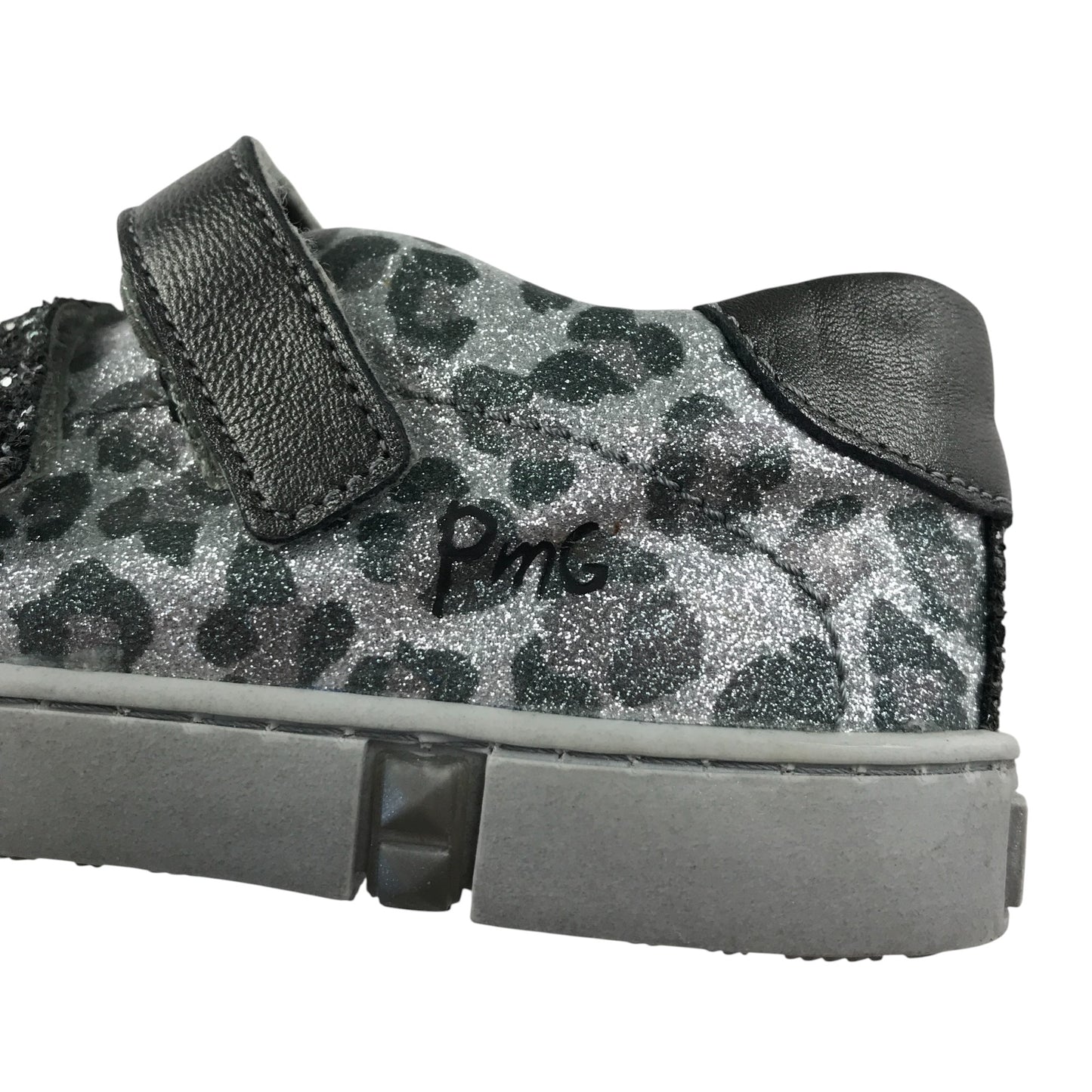 Primigi trainers shoe size 13 junior grey animal print with hoop and loop straps