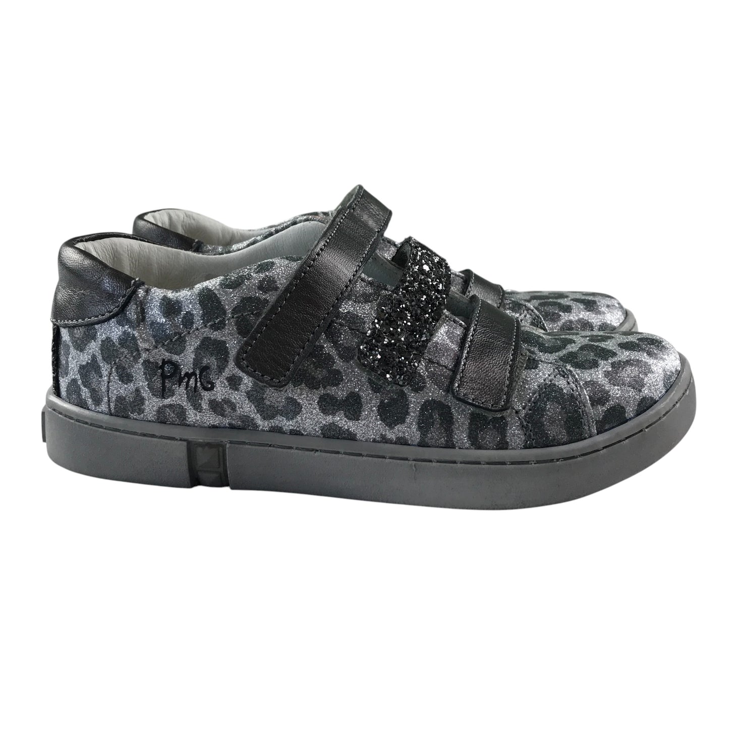 Primigi trainers shoe size 13 junior grey animal print with hoop and loop straps