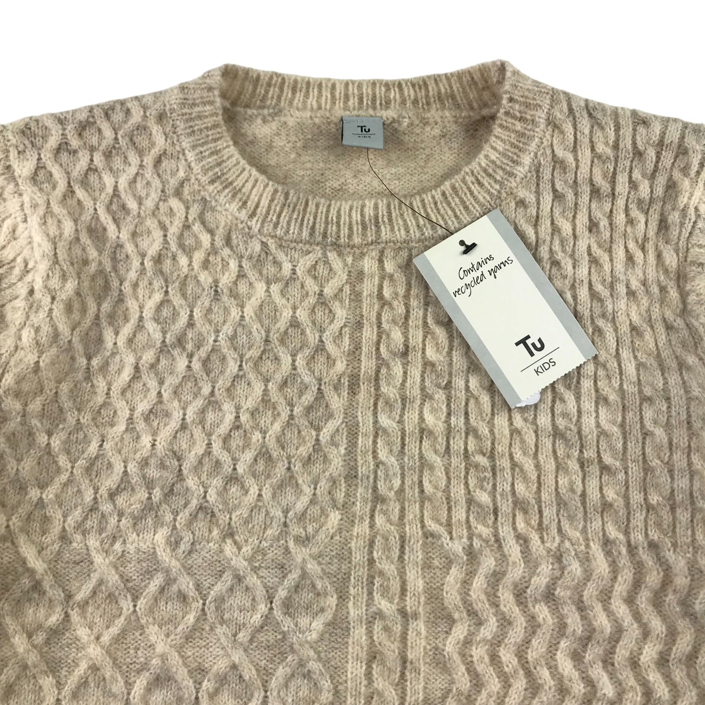 Tu jumper 9-10 years beige cream white knitted long sleeve pullover