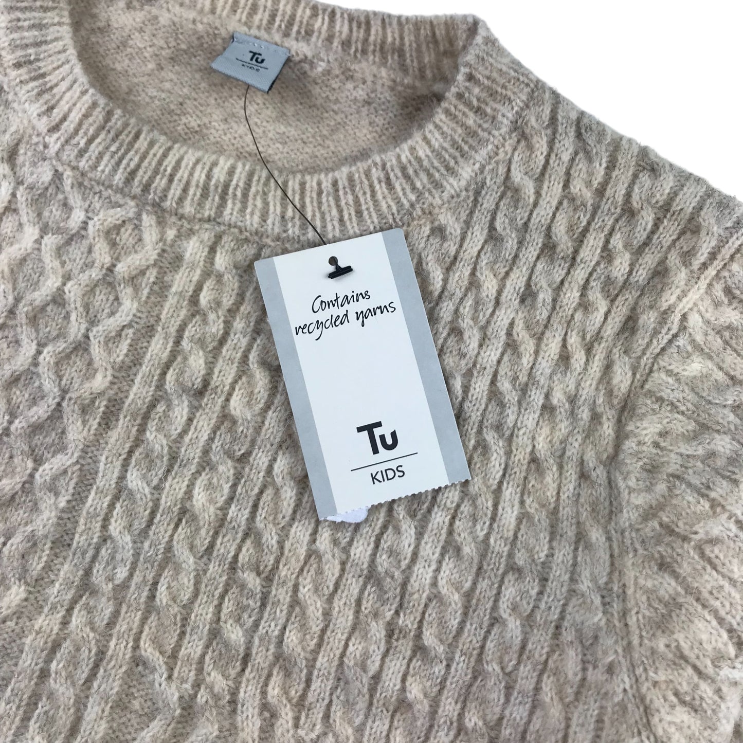 Tu jumper 9-10 years beige cream white knitted long sleeve pullover