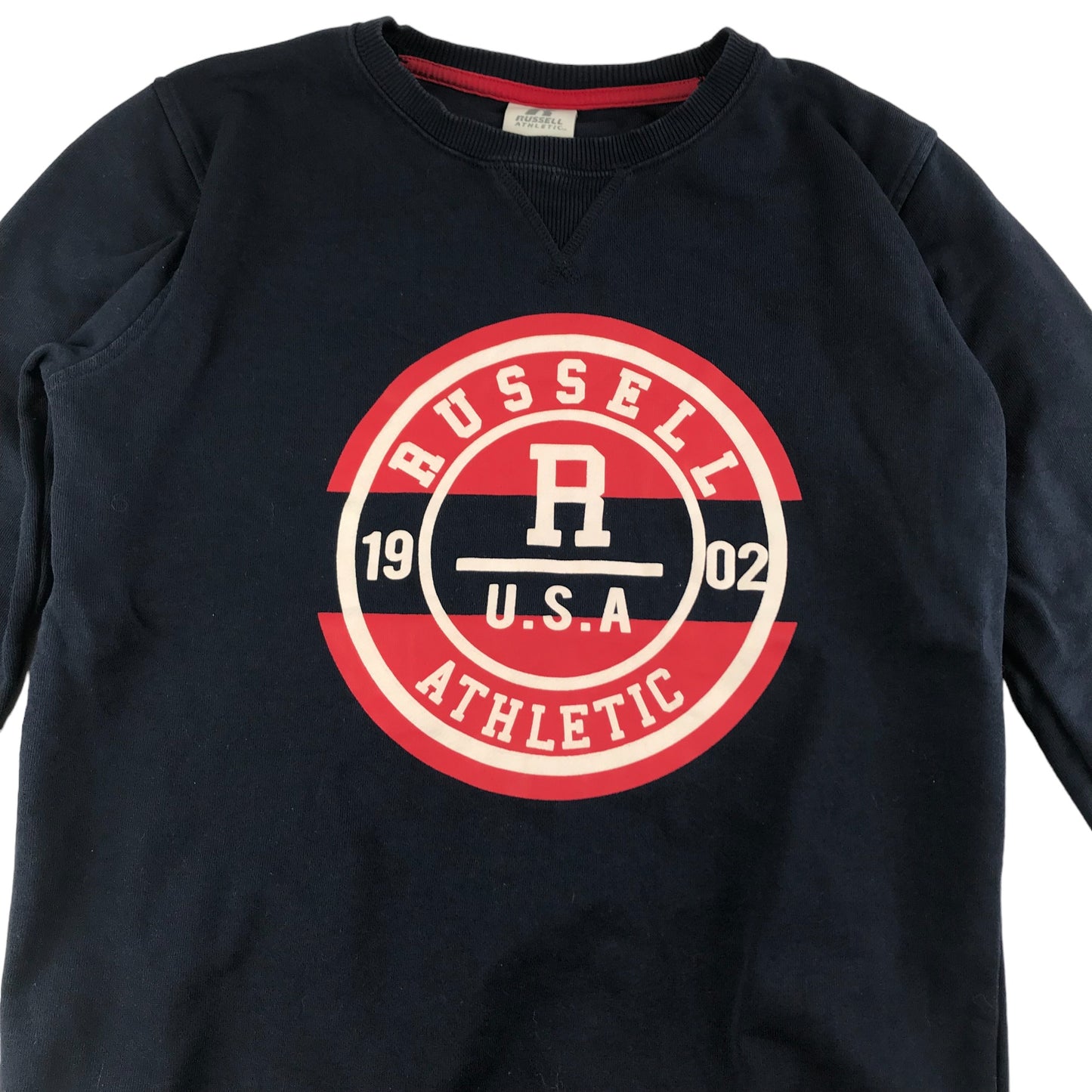 Russell Athletic Sweatshirt Age 12 Navy Logo Print Long Sleeve