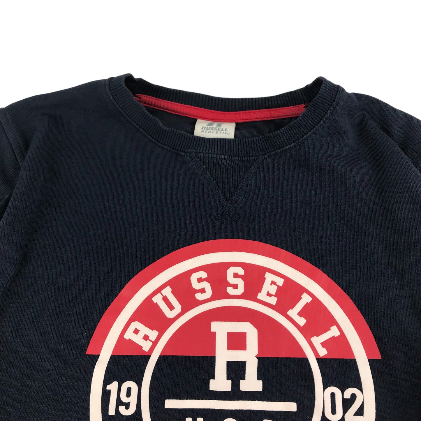 Russell Athletic Sweatshirt Age 12 Navy Logo Print Long Sleeve