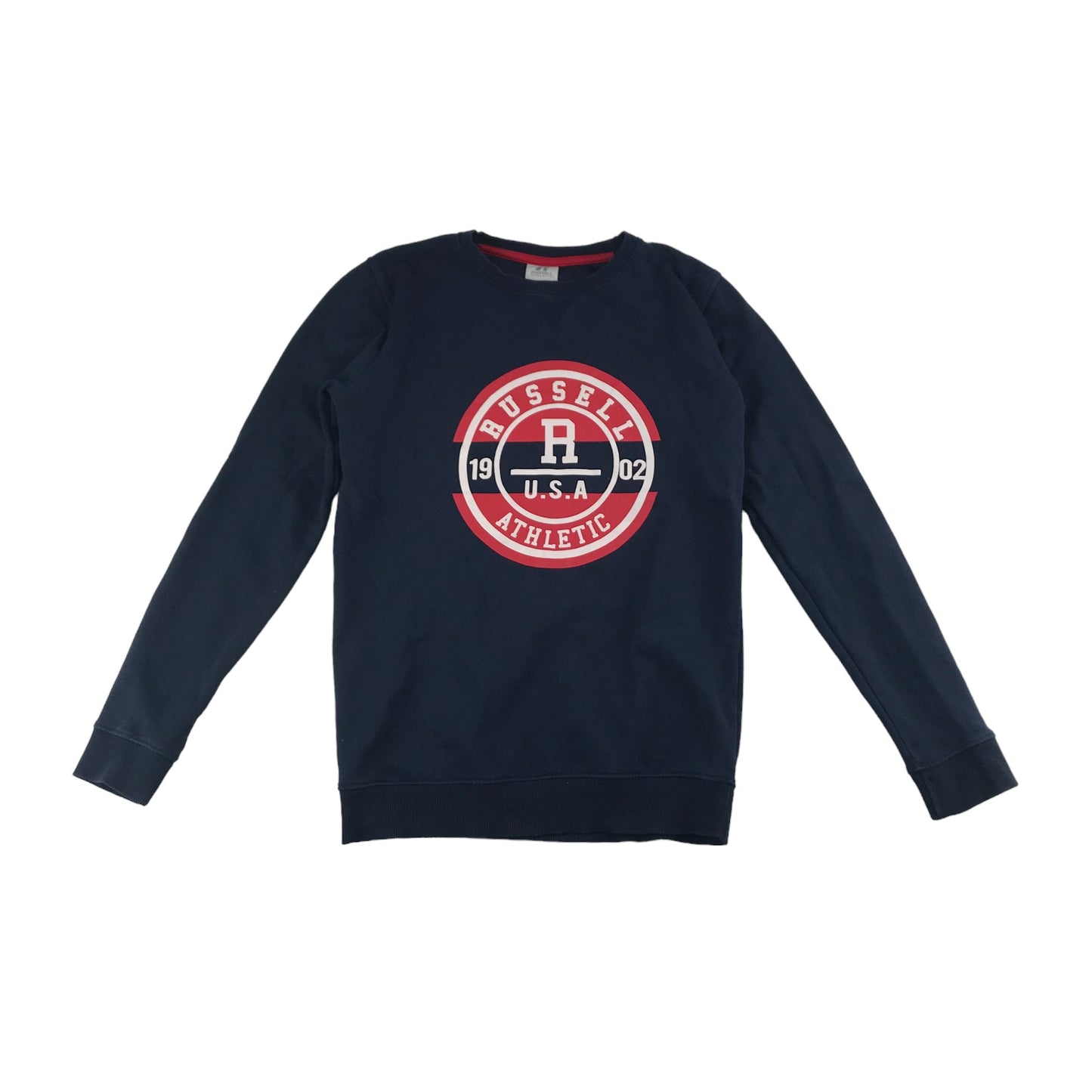 Russell Athletic Sweatshirt Age 12 Navy Logo Print Long Sleeve