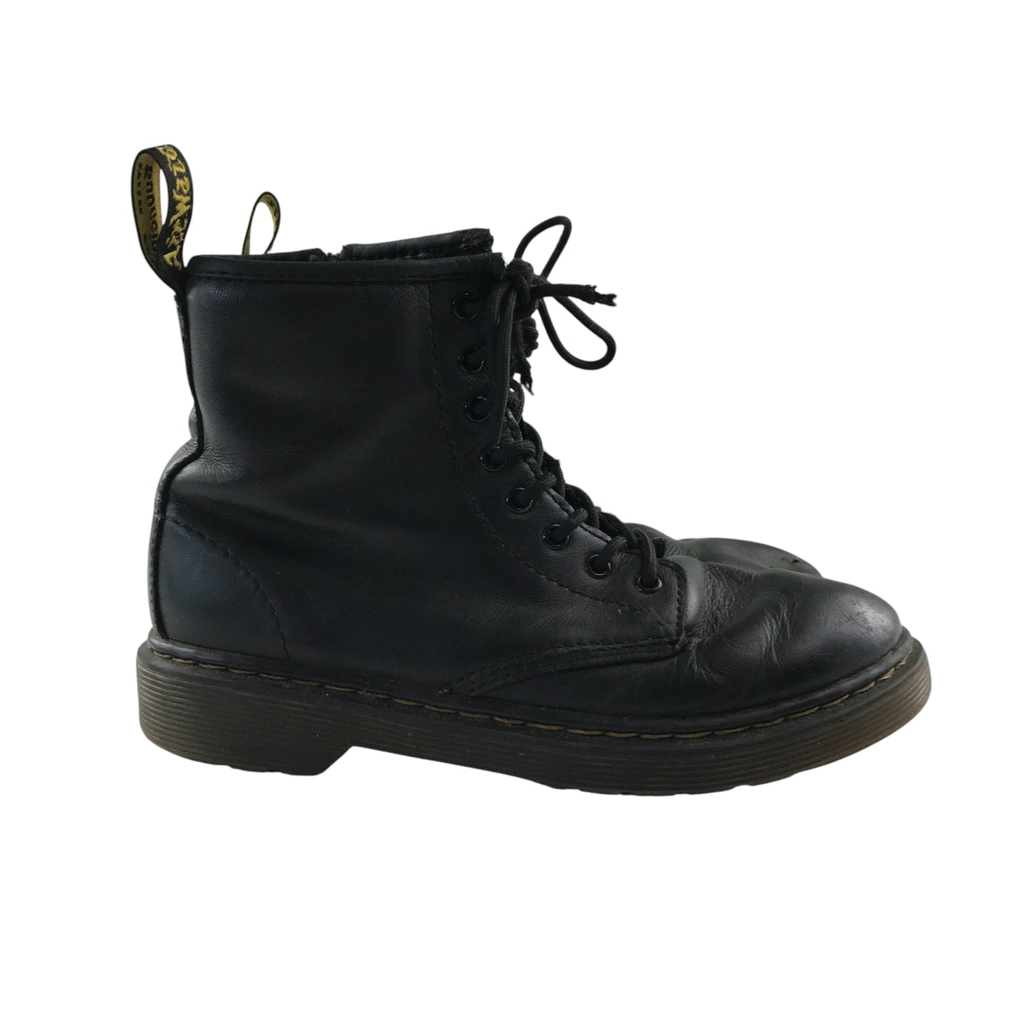 Dr. Martens combat boots shoe size 1 black leather high tops with laces