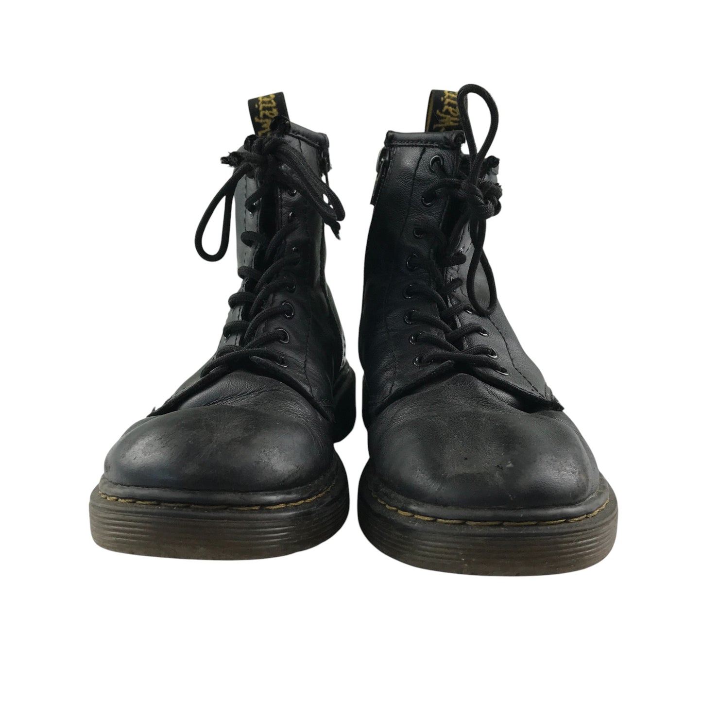 Dr. Martens combat boots shoe size 1 black leather high tops with laces