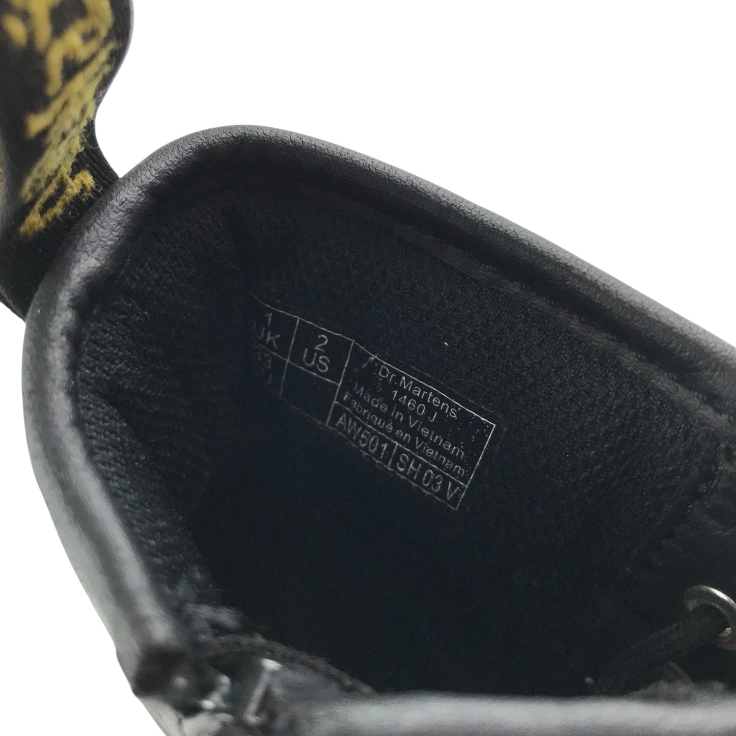 Dr. Martens combat boots shoe size 1 black leather high tops with laces