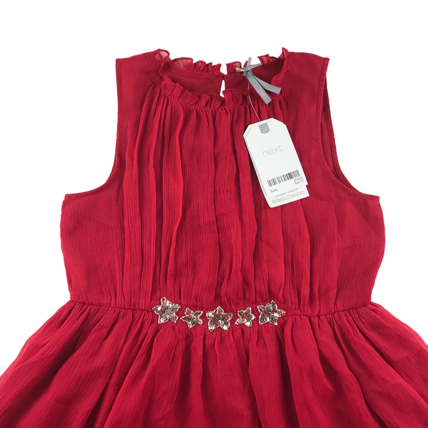 Next dress 4-5 years red chiffon layered sleeveless with sequin stars