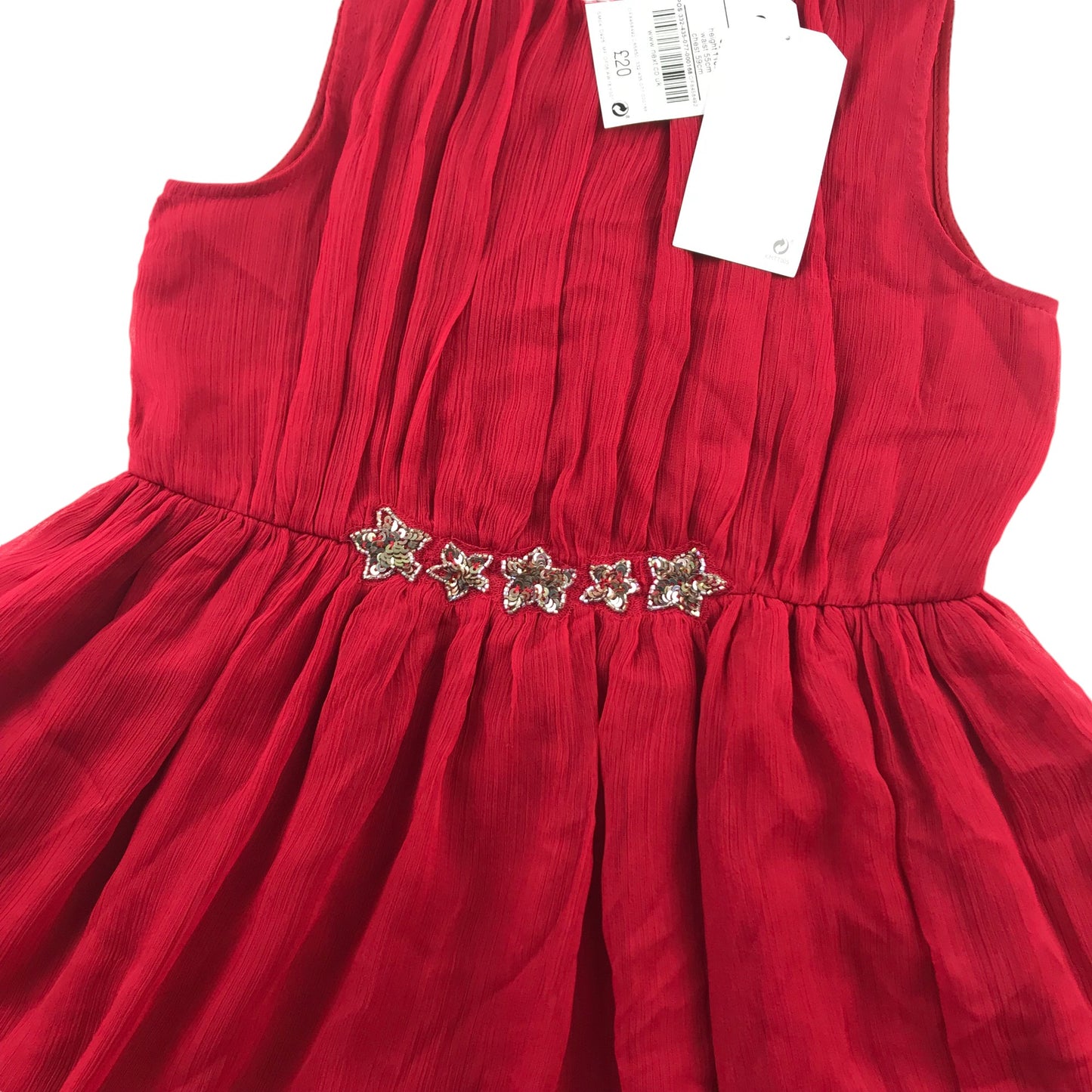 Next dress 4-5 years red chiffon layered sleeveless with sequin stars