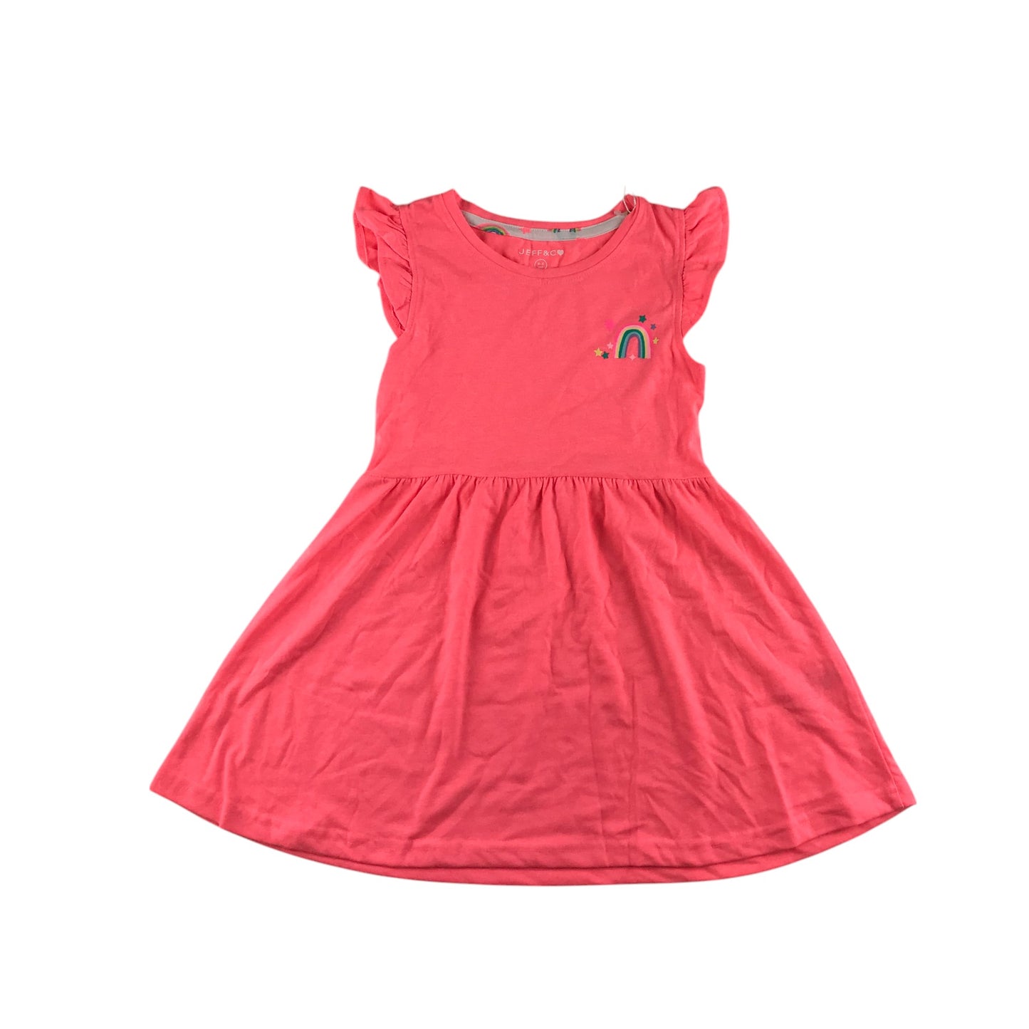 Jeff&Co dress set 4-5 years neon pink and white rainbows