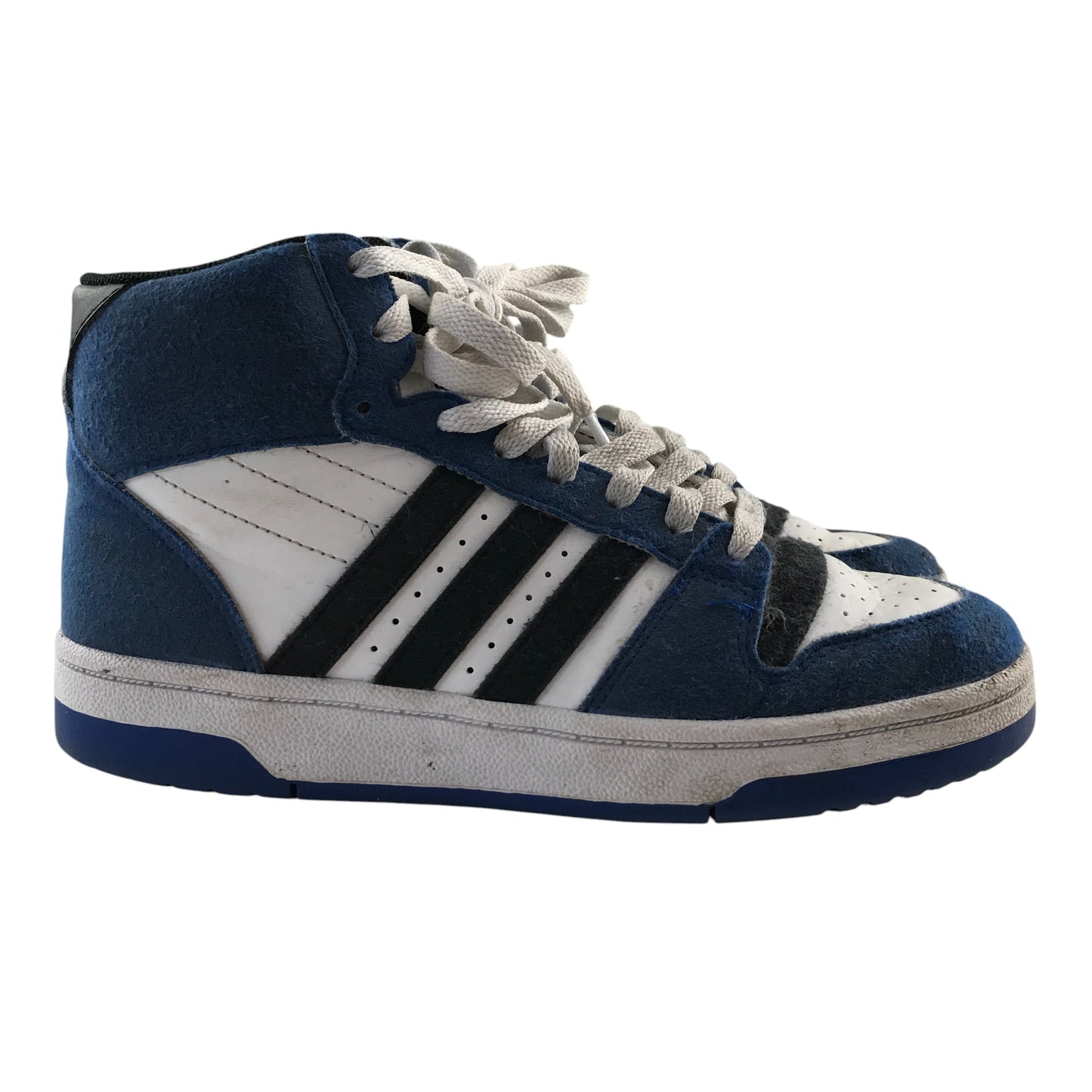 Adidas trainers shoe size 4 blue white and black colourway high tops