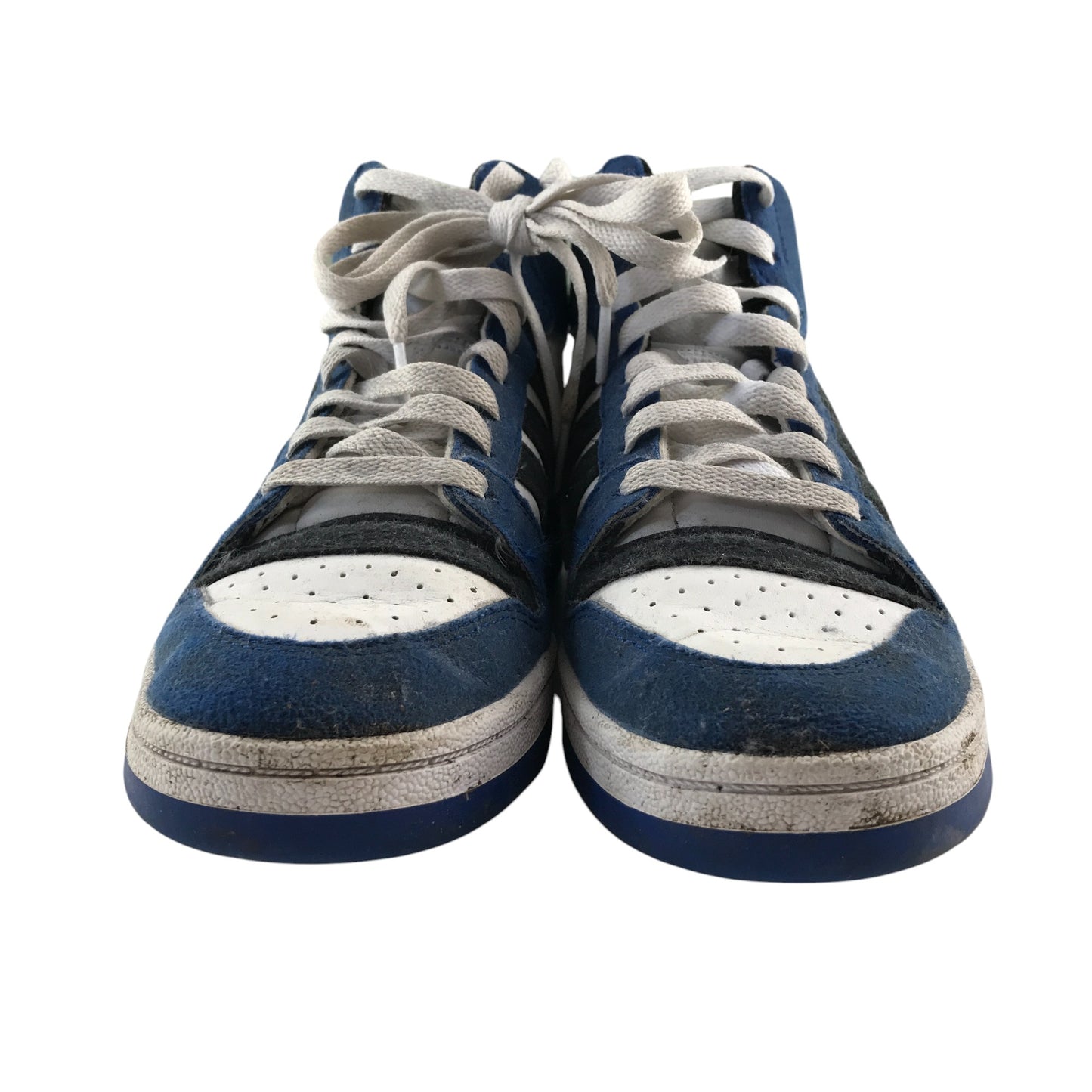 Adidas trainers shoe size 4 blue white and black colourway high tops