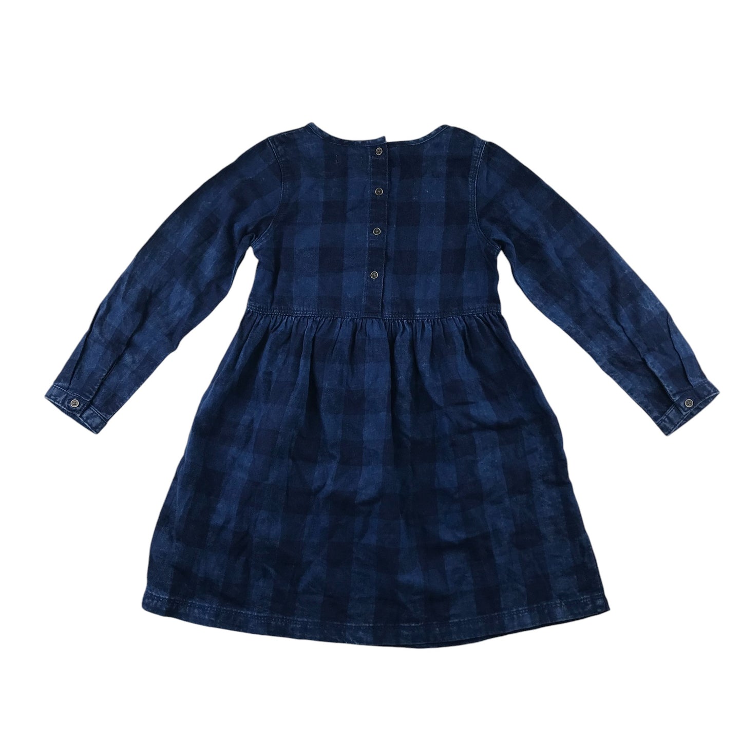 Next dress 6-7 years blue check pattern long sleeve denim style cotton