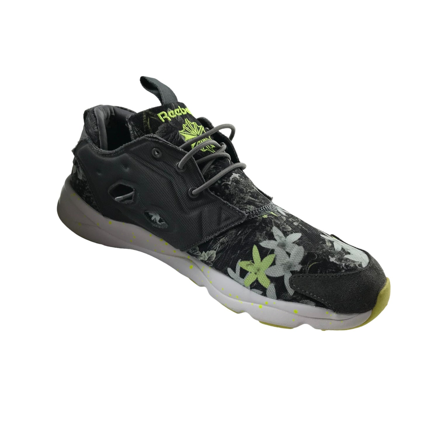 Reebok Trainers Shoe Size 7 Black Grey Floral Open Sides