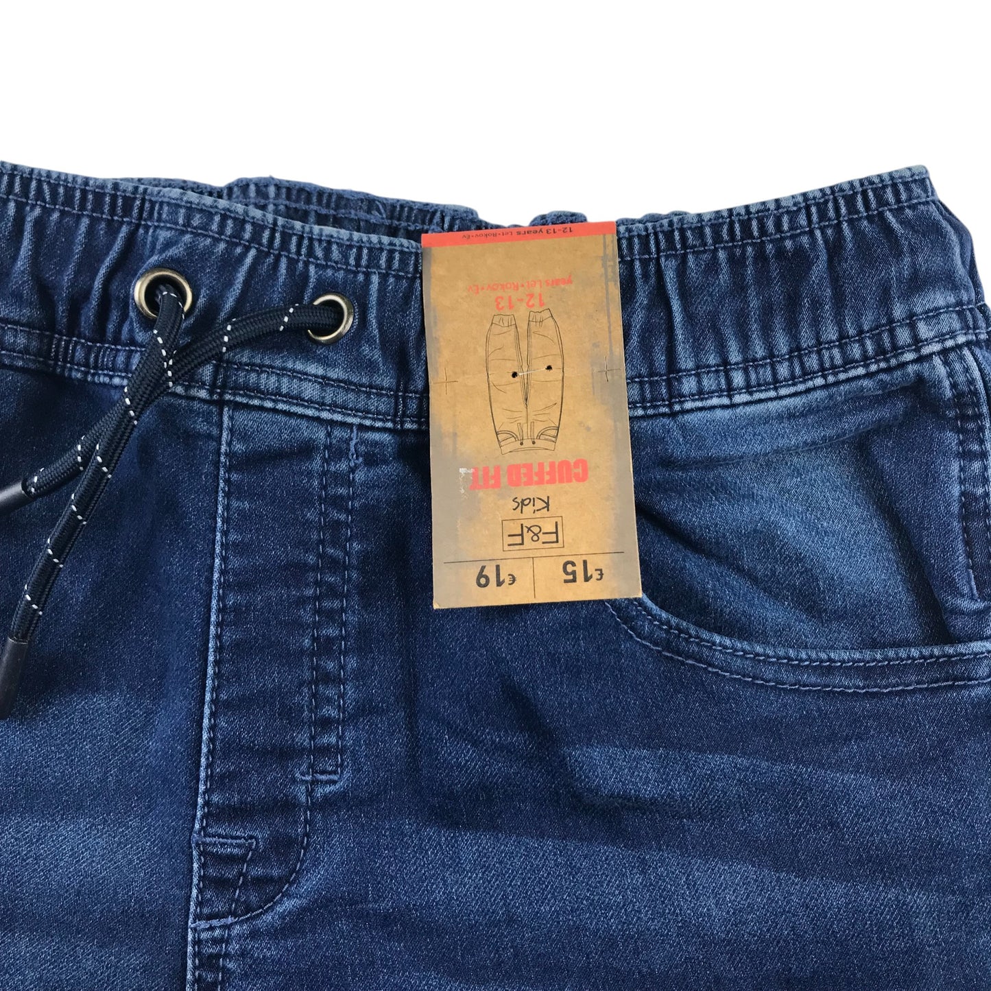 F&F jeans 12-13 years blue pull up jogger style elasticated waistband