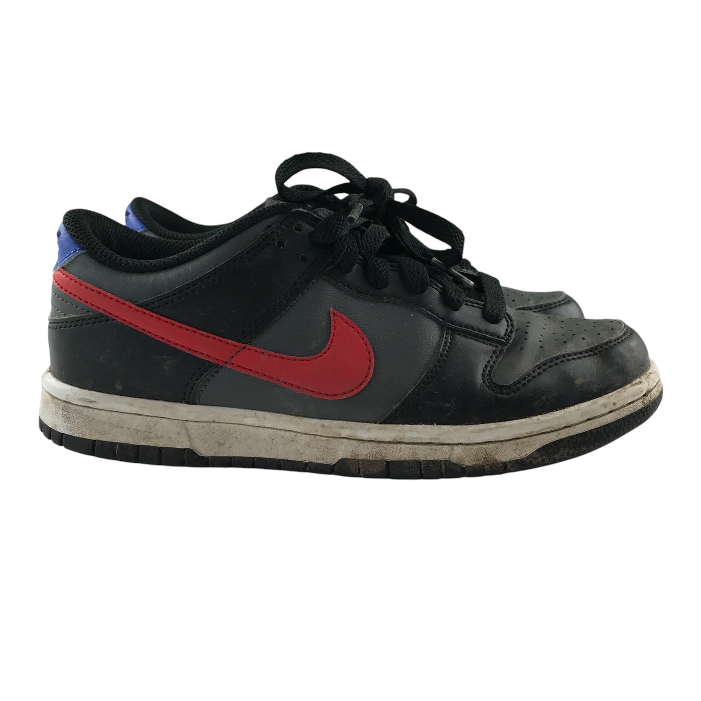 Nike trainers shoe size 4.5 grey and black with red swoosh logo and white outer soles
