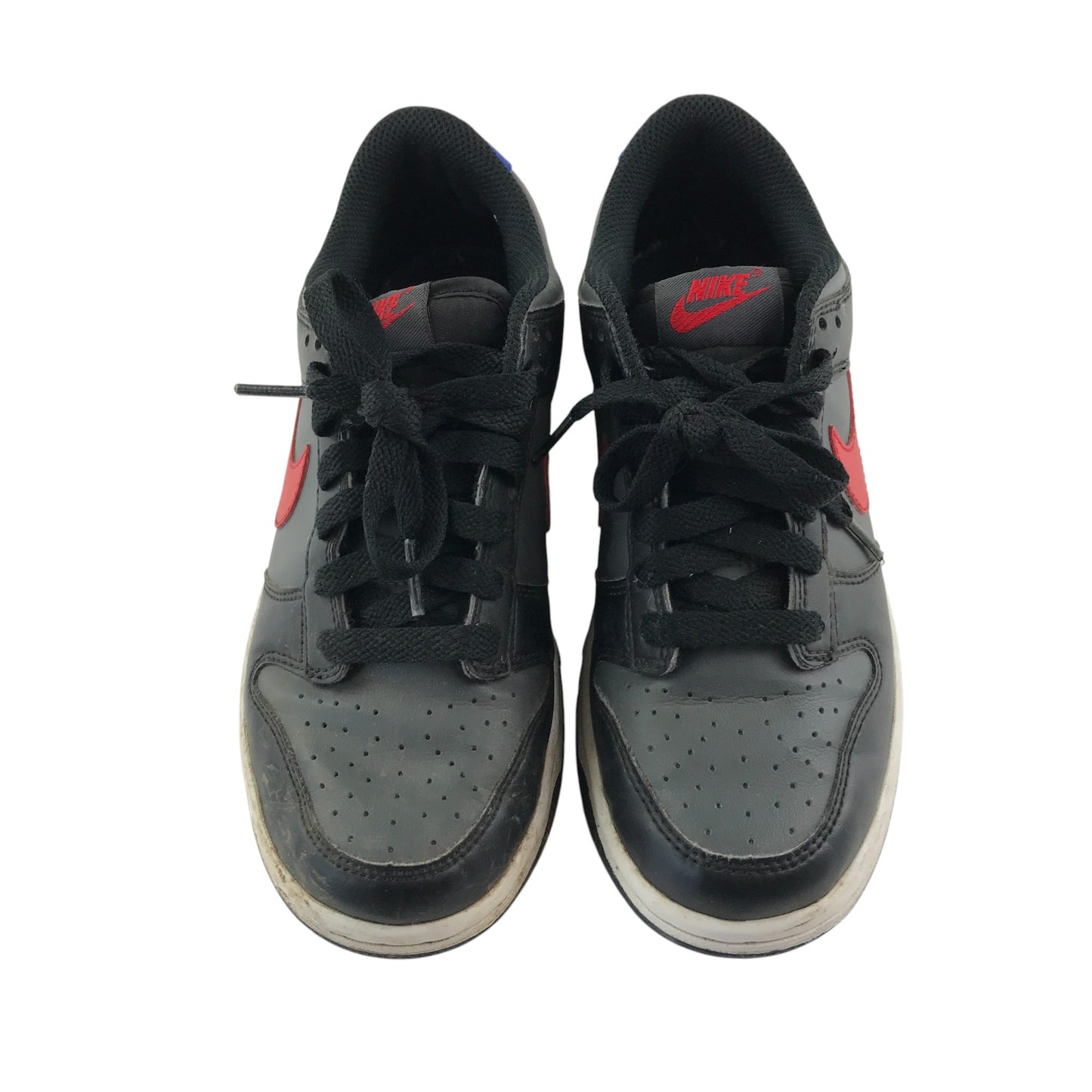 Nike trainers shoe size 4.5 grey and black with red swoosh logo and white outer soles