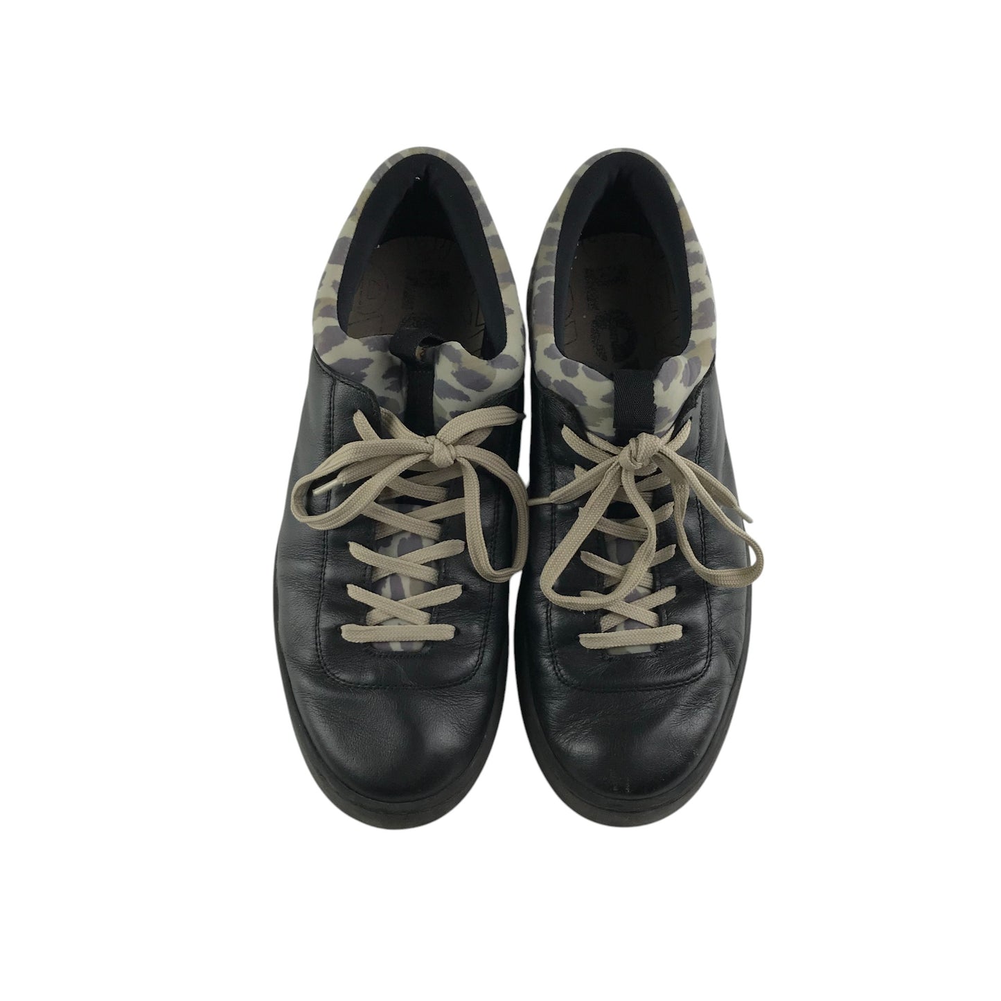 Levi's shoes shoe size 6.5 black leopard spots pattern leather with laces