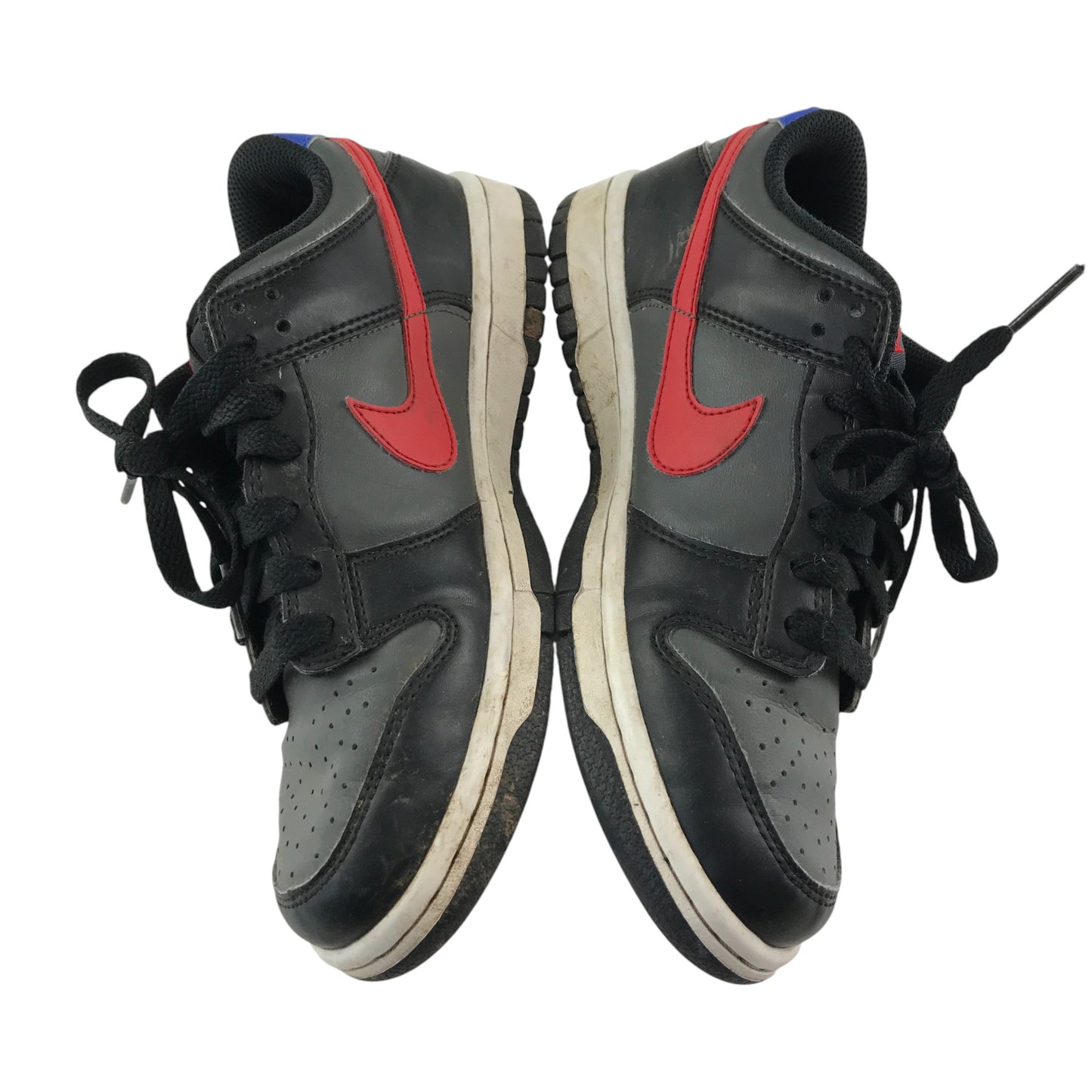 Nike trainers shoe size 4.5 grey and black with red swoosh logo and white outer soles