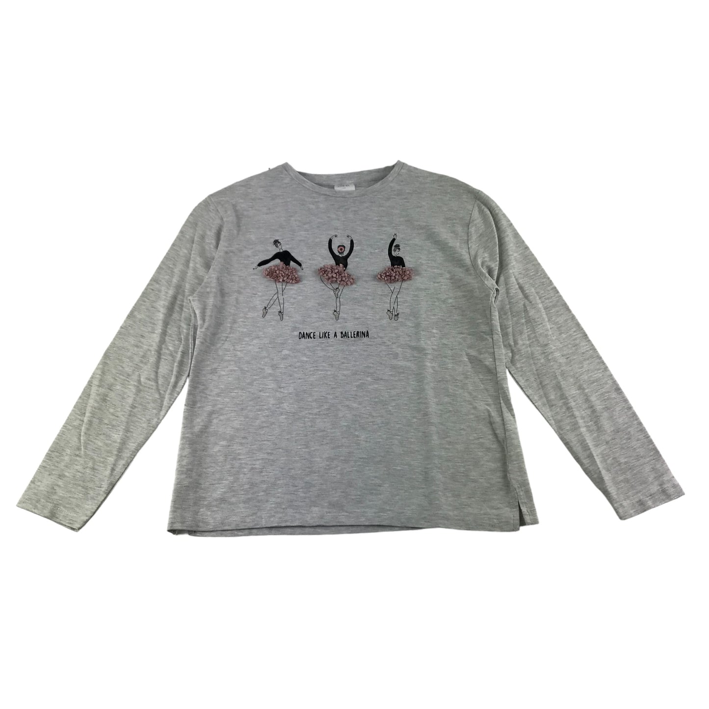 Zara T-Shirt Age 11 Grey Long Sleeve Ballerina Graphic