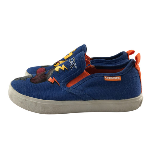 Geox trainers shoe size 8.5 blue canvas shoes with graphic design print
