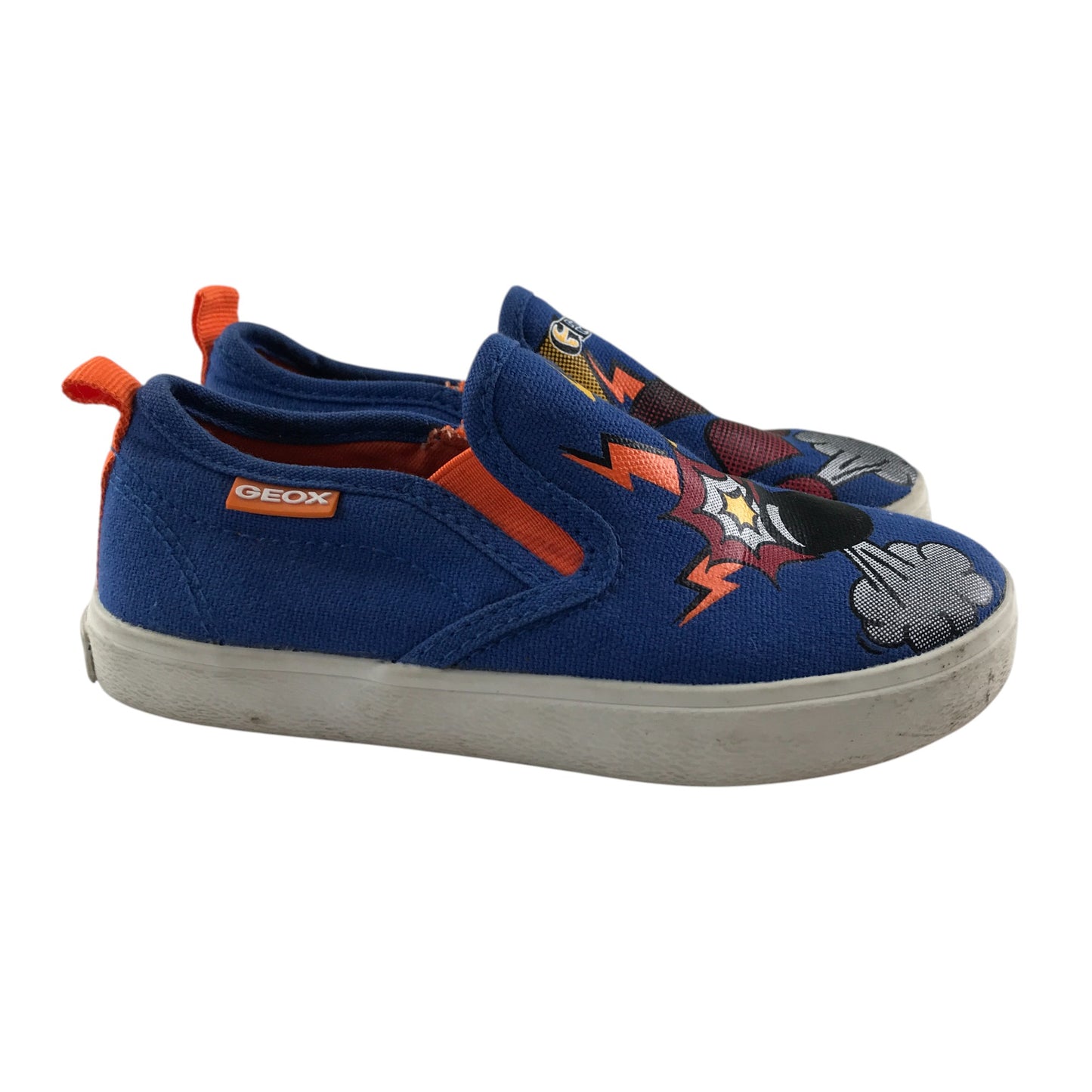 Geox trainers shoe size 8.5 blue canvas shoes with graphic design print