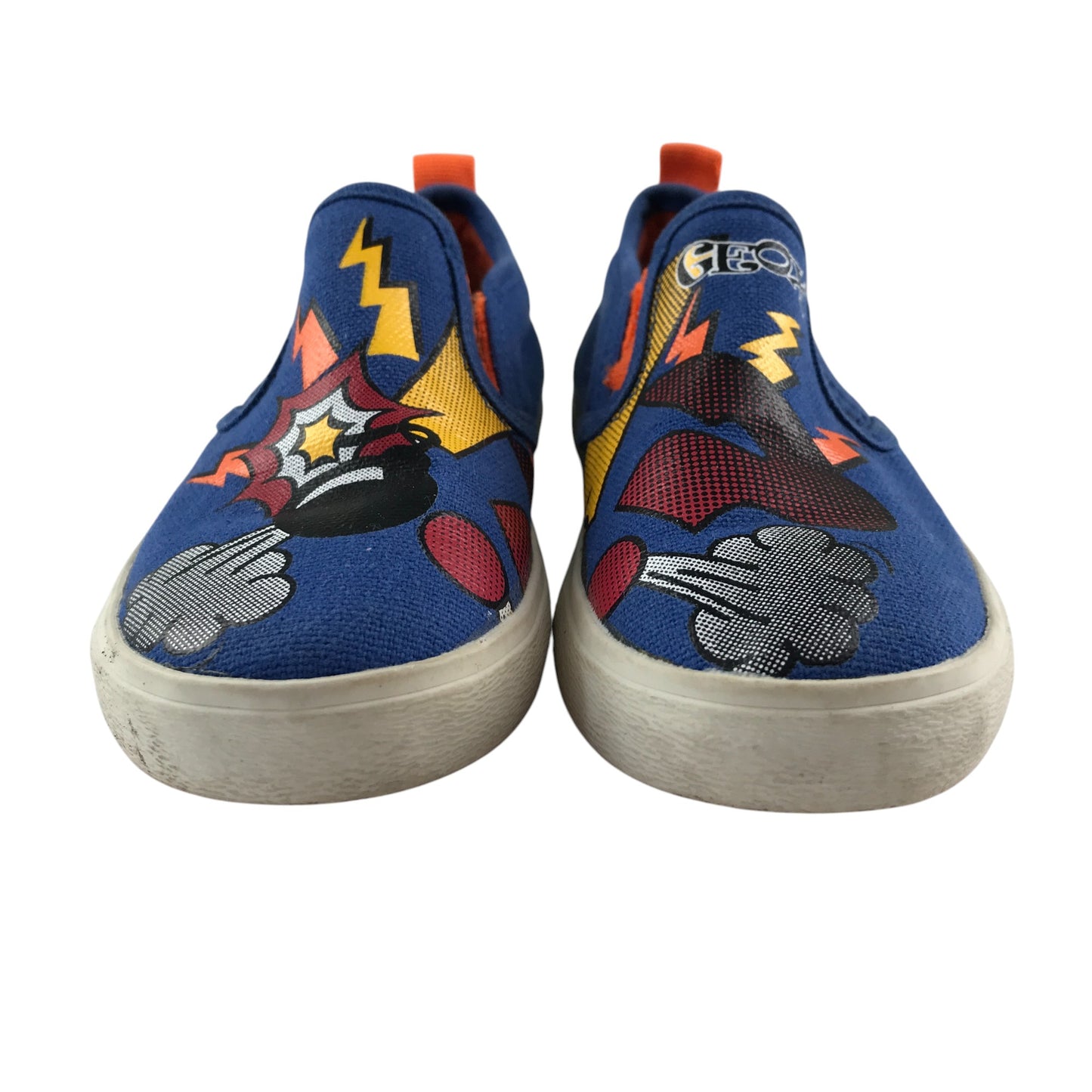 Geox trainers shoe size 8.5 blue canvas shoes with graphic design print