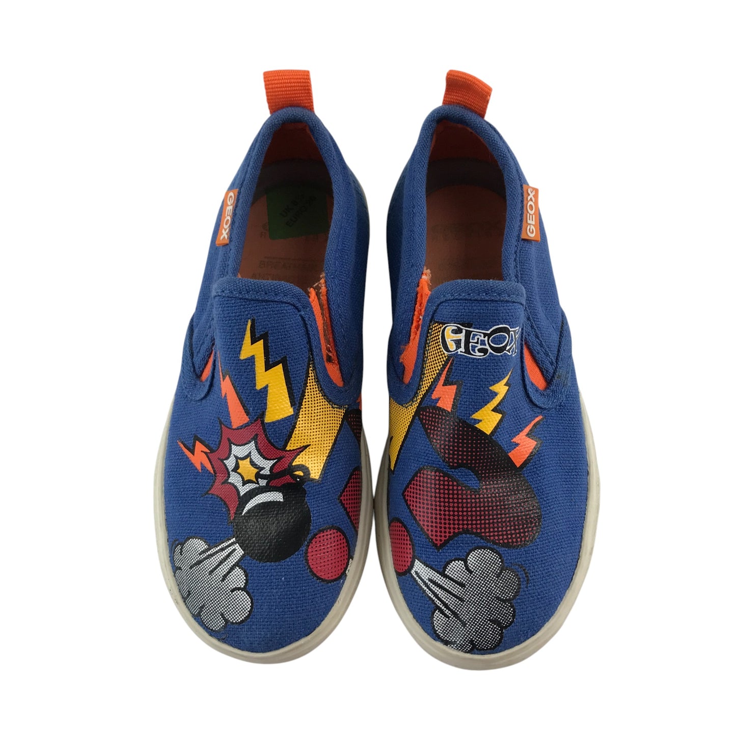 Geox trainers shoe size 8.5 blue canvas shoes with graphic design print