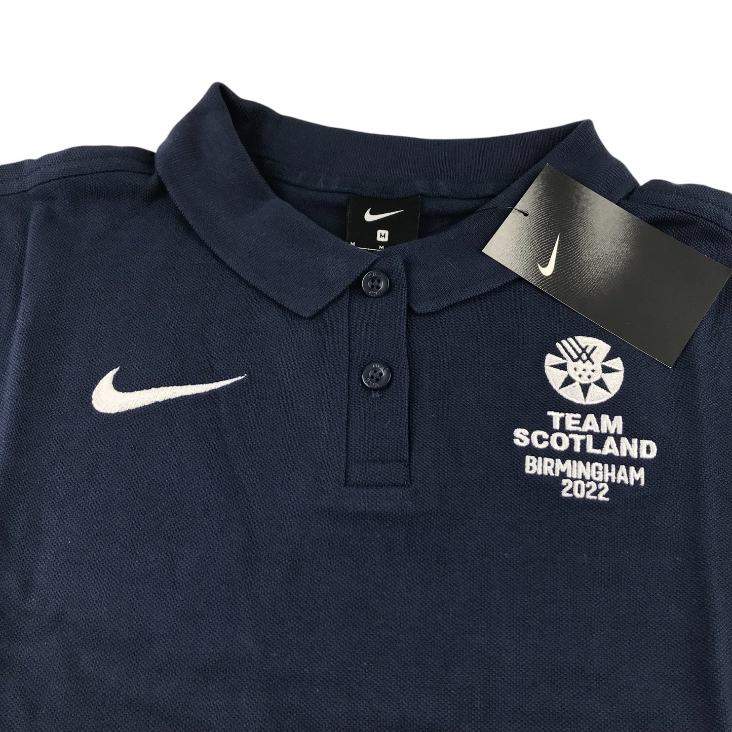 Nike sport polo shirt women size M navy blue Team Scotland Birmingham 2022