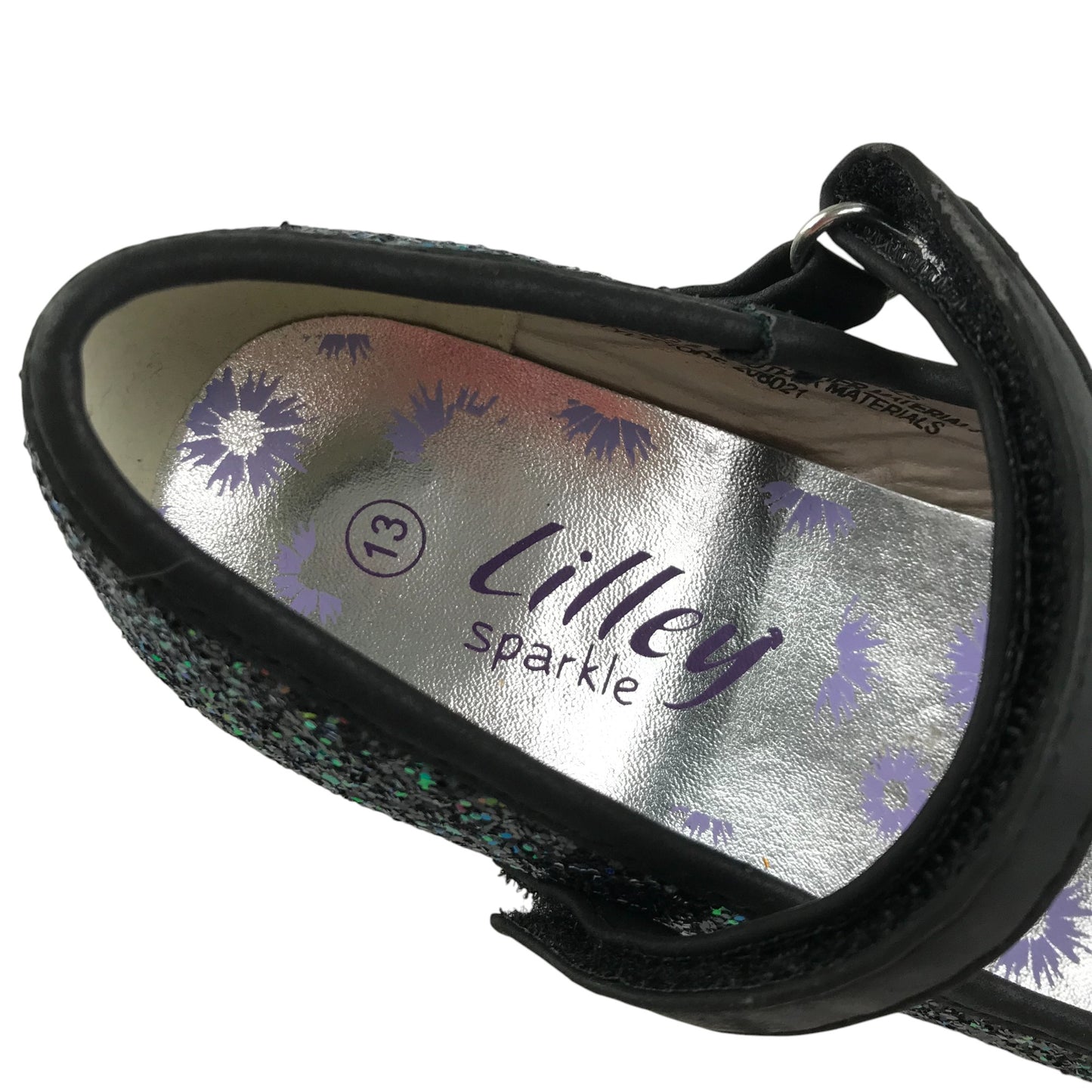 Lilley Sparkle pumps shoe size 13 junior black glittery kitten heel