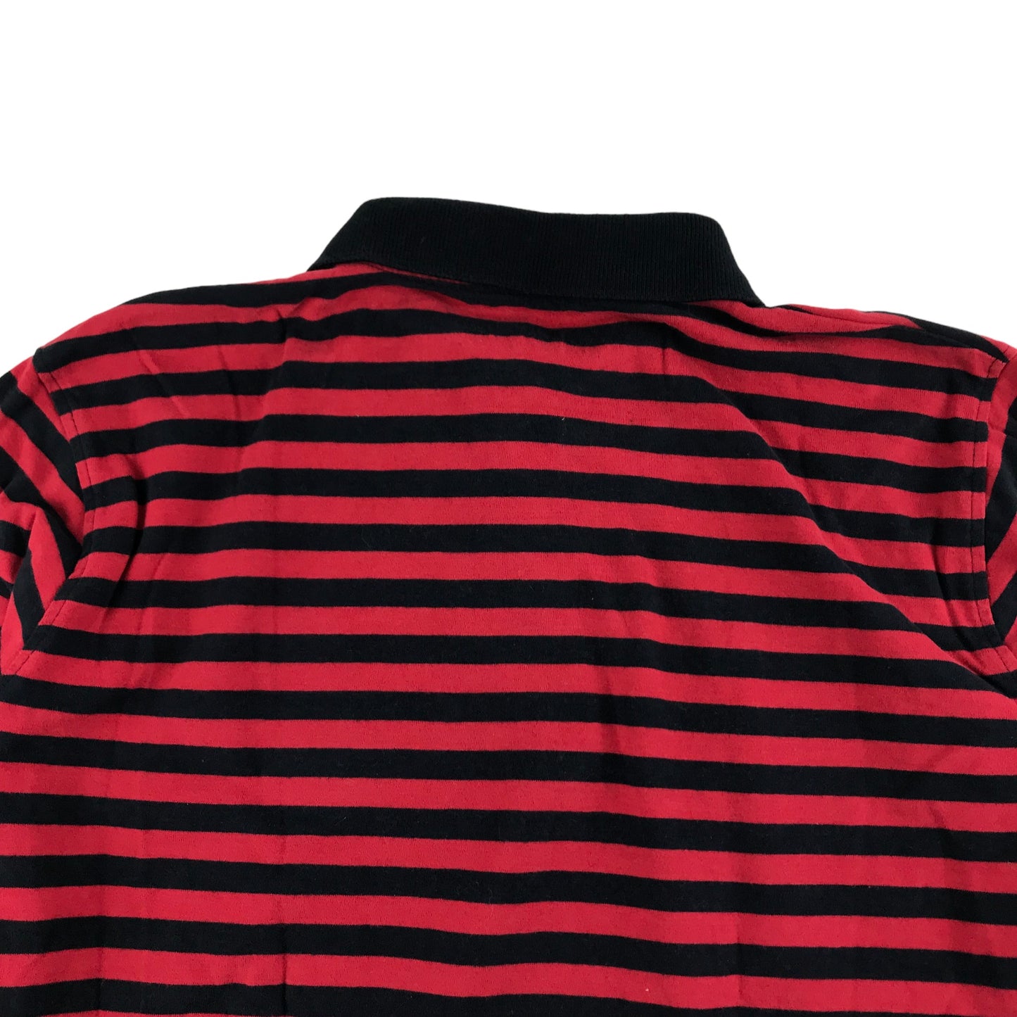 M&S Polo Shirt Age 11 Red and Black Stripy Long Sleeve