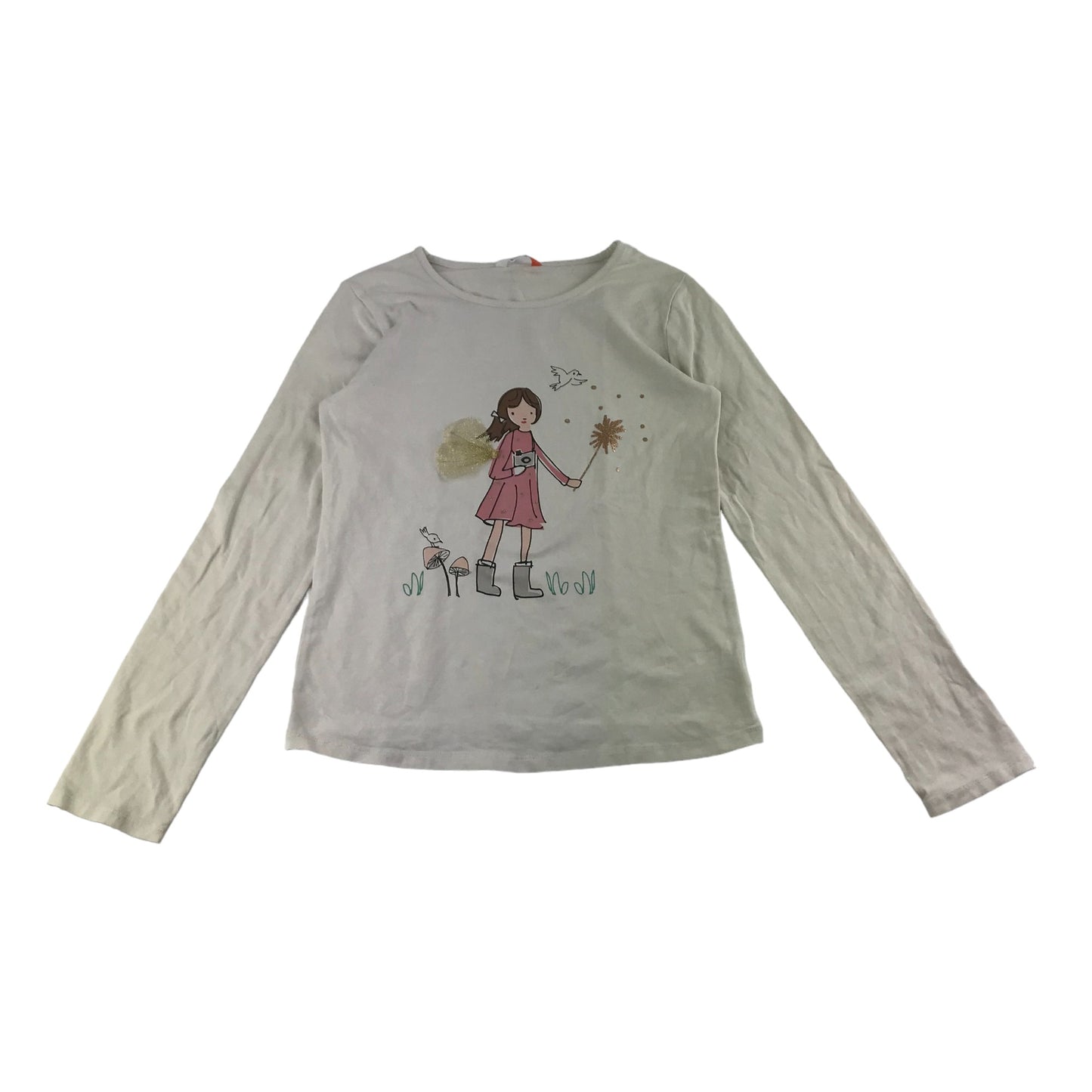 John Lewis T-Shirt Age 12 White Long Sleeve Fairy Graphic