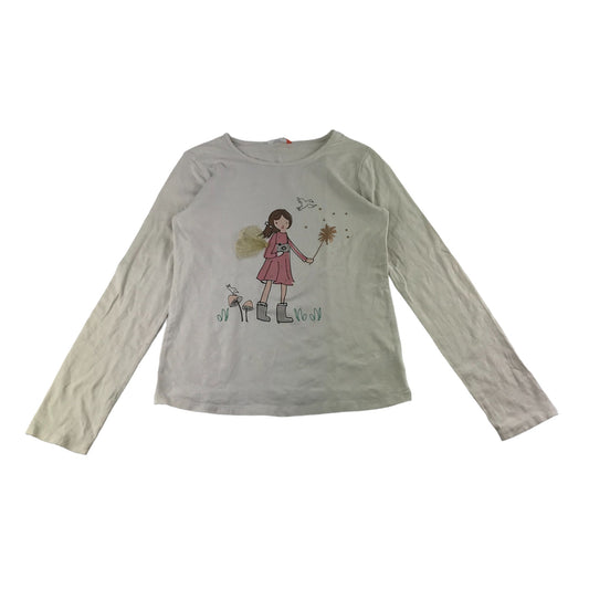 John Lewis T-Shirt Age 12 White Long Sleeve Fairy Graphic