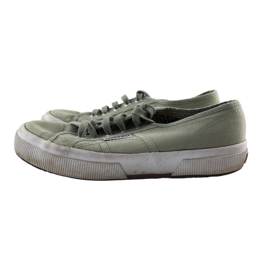 Superga trainers shoe size 5 green canvas shoe white outer sole