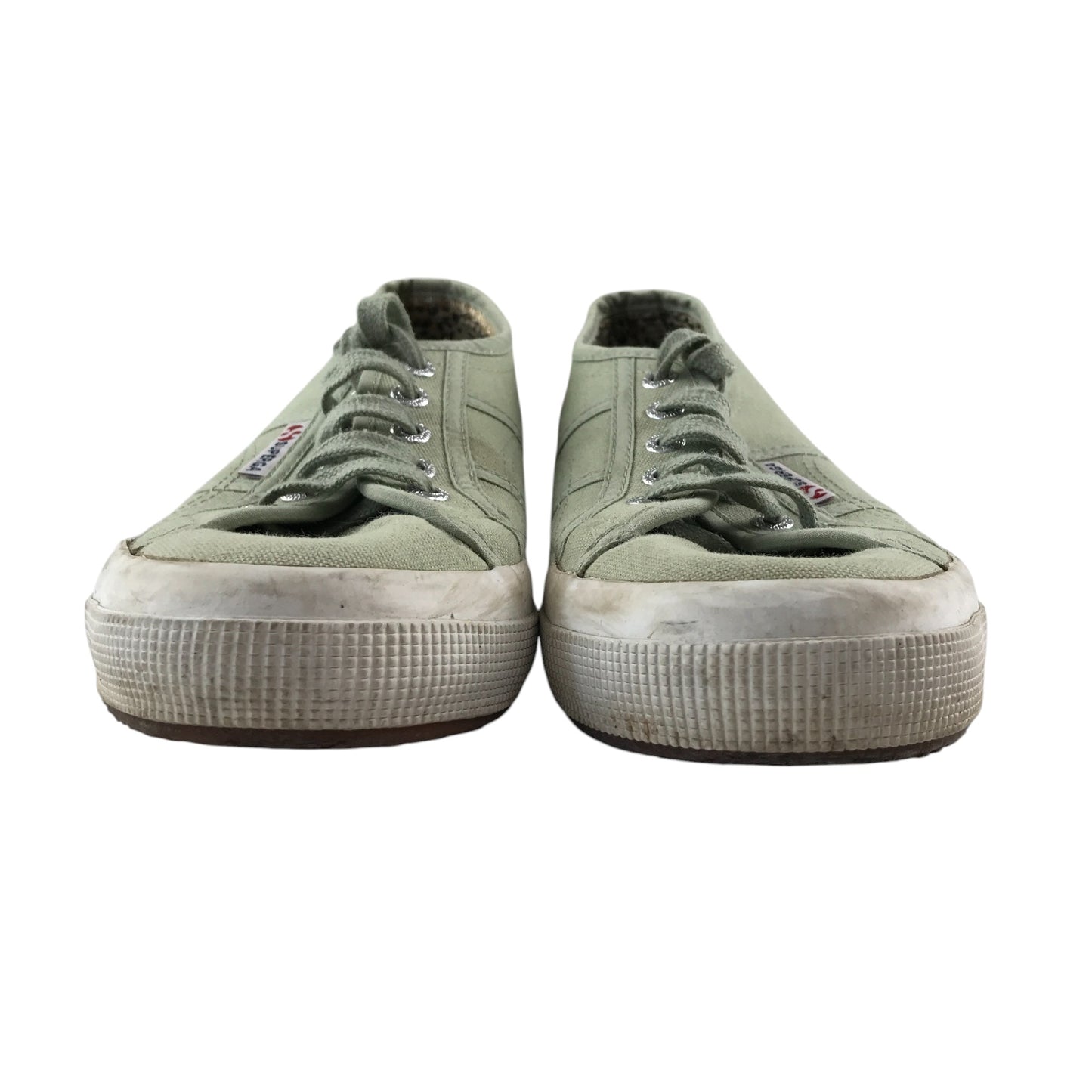 Superga trainers shoe size 5 green canvas shoe white outer sole