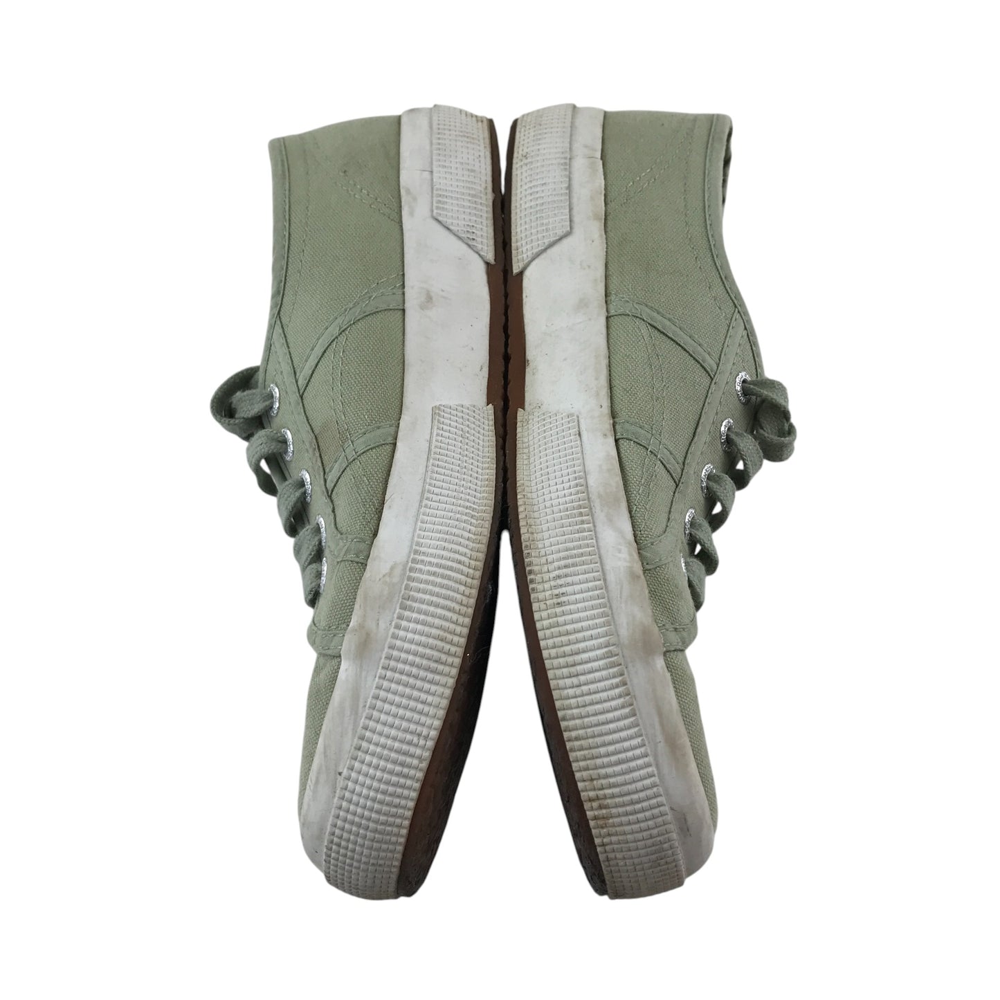 Superga trainers shoe size 5 green canvas shoe white outer sole