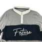 Primark Polo Shirt Age 14 Grey Long Sleeve Future Text Graphic