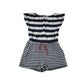 Fatface playsuit 9-10 years navy and white stripy cotton