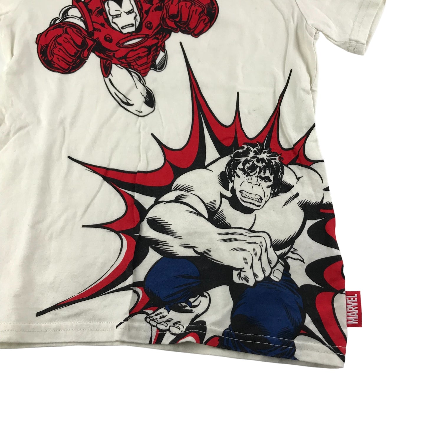 George T-Shirt Age 5 White Short Sleeve Ironman and Hulk Graphic
