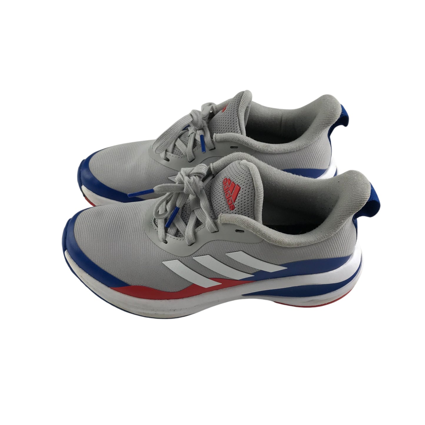 Adidas trainers shoe size 3.5 grey blue and red with laces