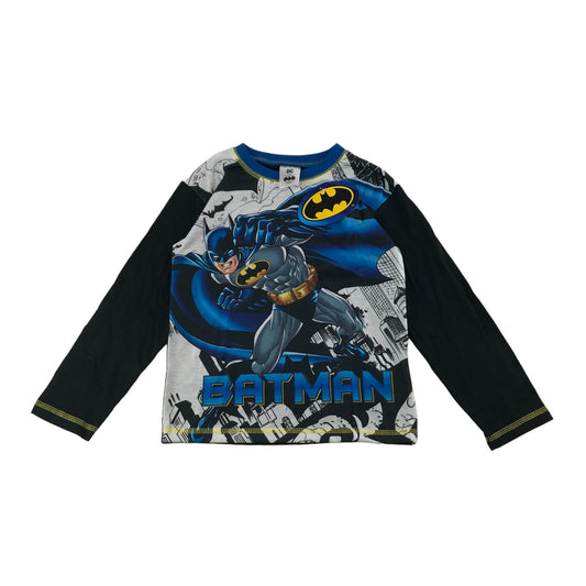 Batman T-Shirt Age 5 Blue Long Sleeve DC Gotham City Graphic
