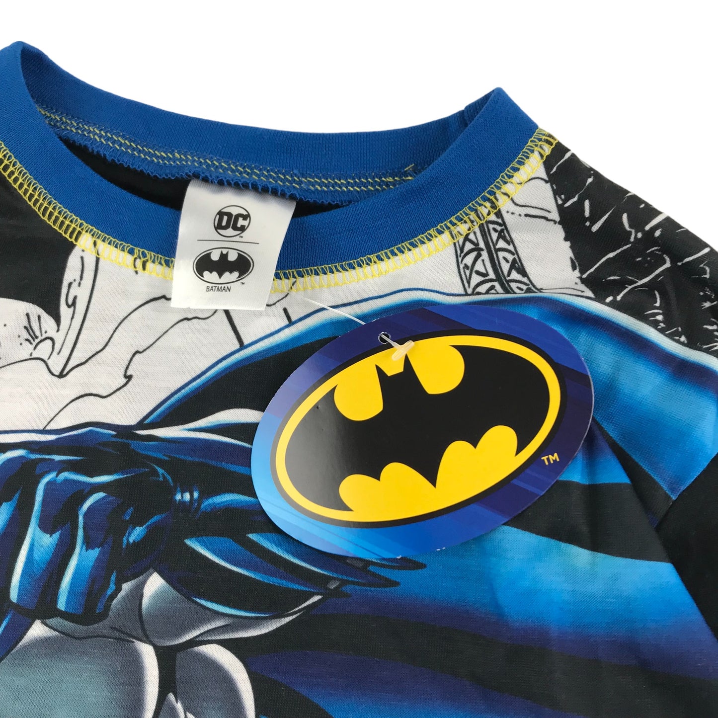 Batman T-Shirt Age 5 Blue Long Sleeve DC Gotham City Graphic